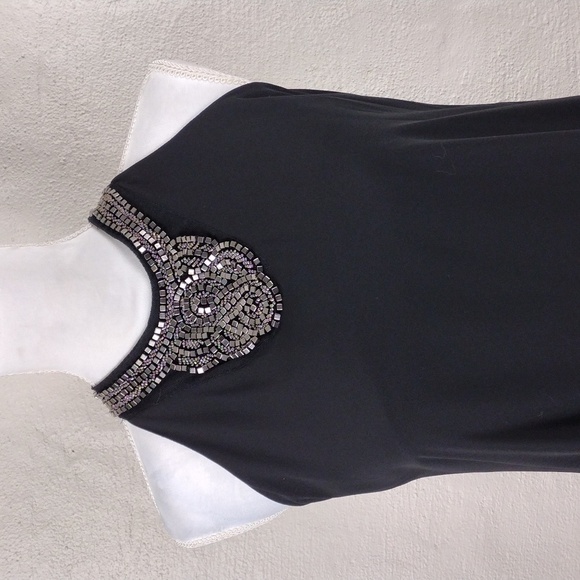 Design Lab Lord & Taylor Black Sleeveless Keyhole Back Shift Mini Dress - Picture 2 of 14
